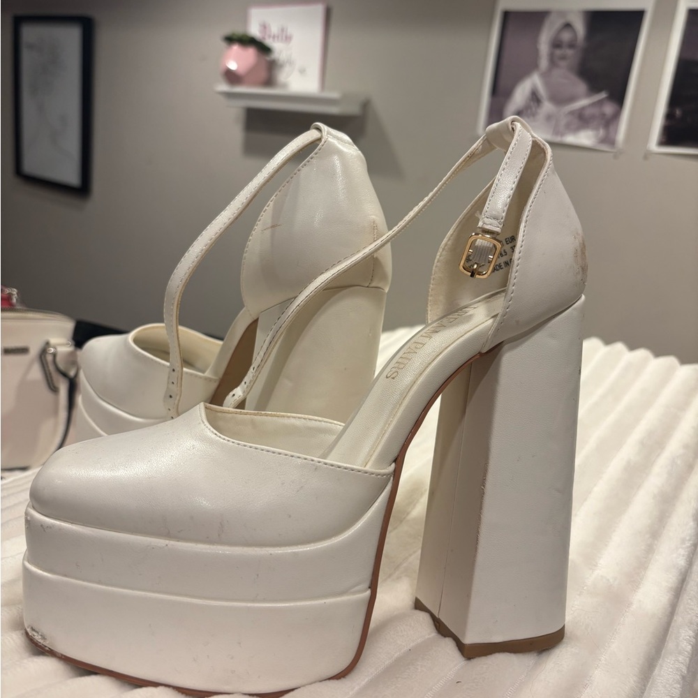 White Platform Heels Size 6